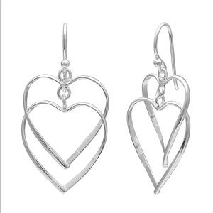 COPY - PRIMROSE Sterling Silver Double Heart Drop Earrings